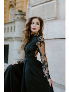 Čierne čipkované maxi šaty s otvoreným chrbtom