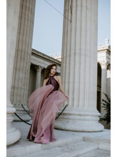 Staroružové maxi šaty s odnímateľným tylom