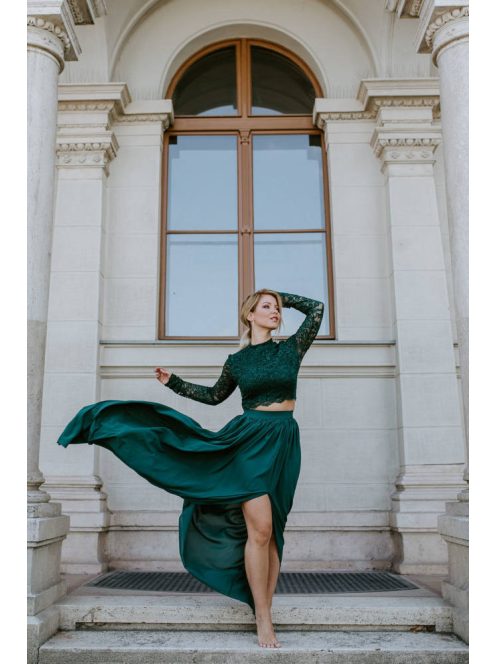 Zelená mušelínová maxi sukňa