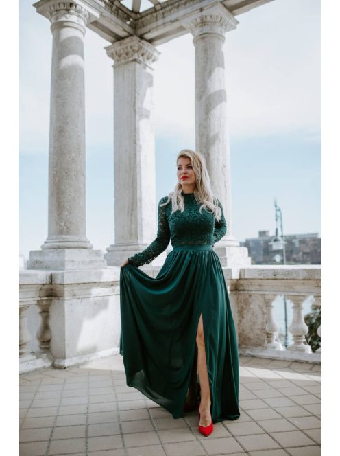 Zelená mušelínová maxi sukňa