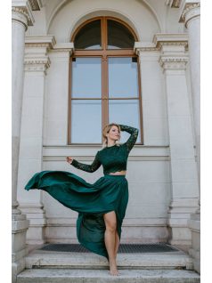 Zelená mušelínová maxi sukňa