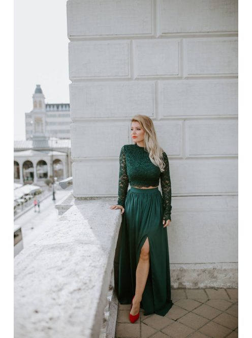 Zelený čipkovaný crop top