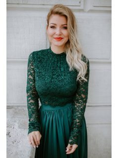 Zelený čipkovaný crop top