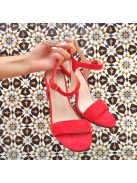 Červené velúrové topánky s vymeniteľným podpätkom