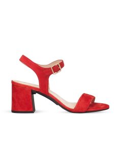 Červený velúrový podpätok - Super Block 7cm