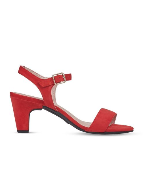 Červený velúrový podpätok - Block 7cm