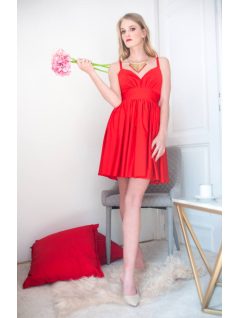 Krátke červené šaty s výstrihom do V