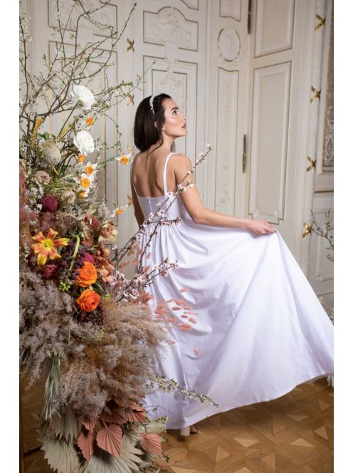 Maxi šaty s výstrihom do V - biele