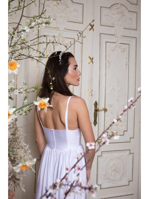 Maxi šaty s výstrihom do V - biele