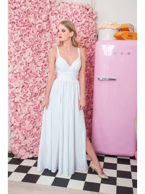 Maxi šaty s výstrihom do V - biele