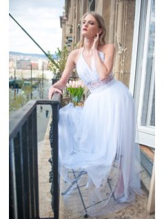 Biela dlhá tylová sukňa na pripnutie