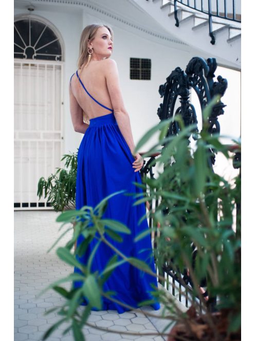 Modré maxi šaty