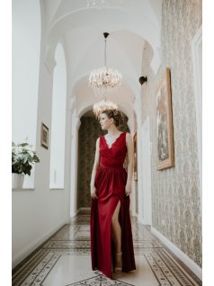 Bordová mušelínová maxi sukňa