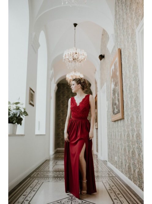 Bordová mušelínová maxi sukňa