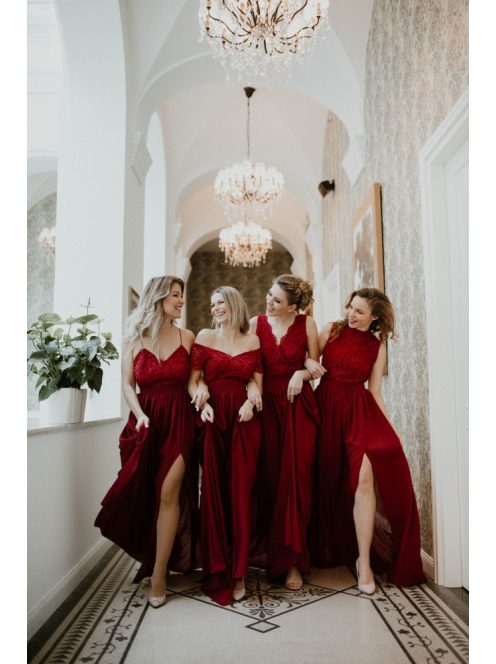 Bordová mušelínová maxi sukňa