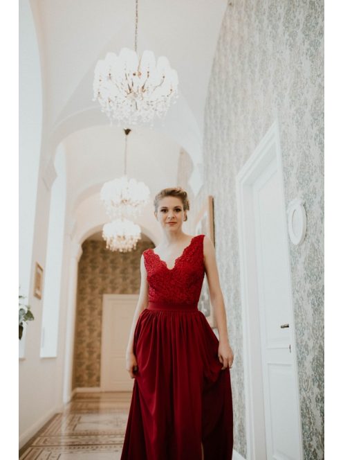 Bordová mušelínová maxi sukňa