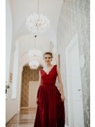 Bordová mušelínová maxi sukňa