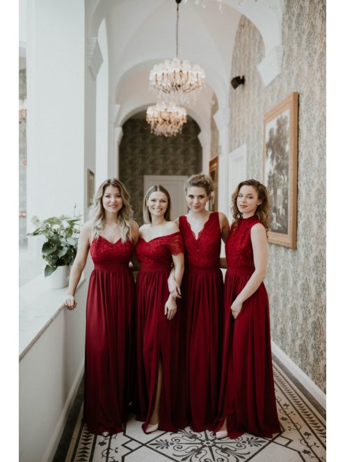 Bordová mušelínová maxi sukňa