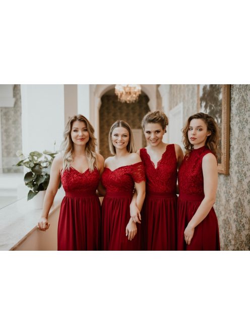 Bordová mušelínová maxi sukňa