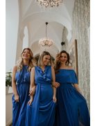 Mušelínové maxi šaty s odhaleným ramenom  a volánovým topom