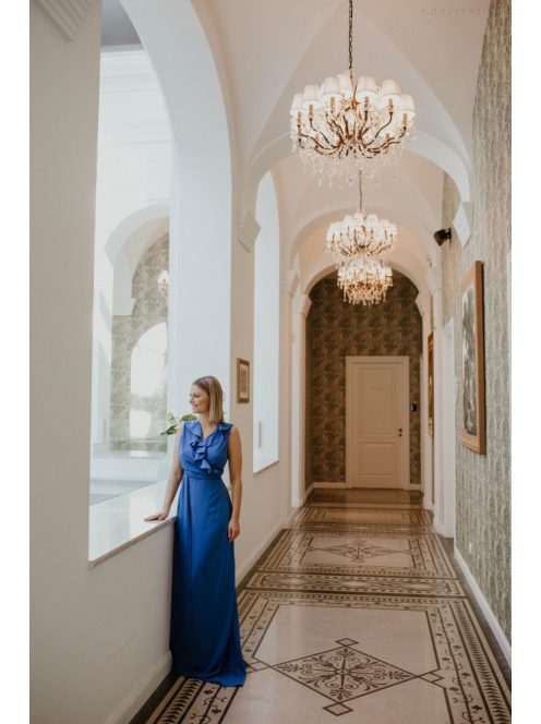 Zavinovacie  kráľovsky modré mušelínové šaty