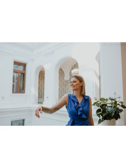 Zavinovacie  kráľovsky modré mušelínové šaty