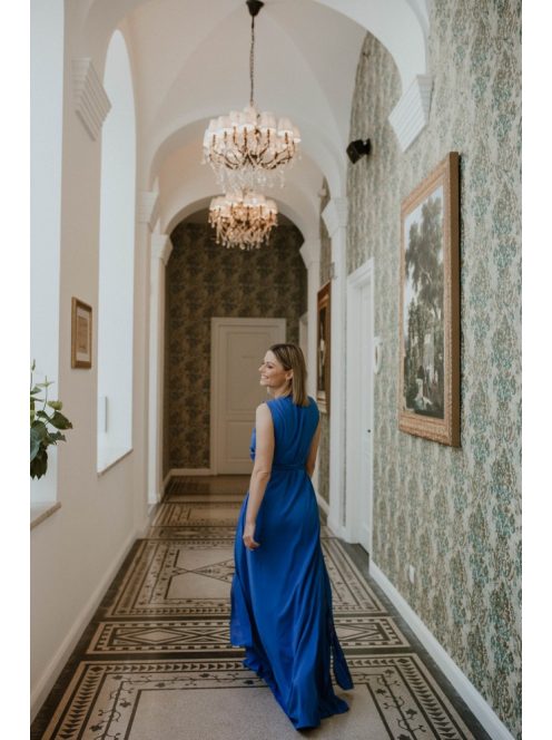 Zavinovacie  kráľovsky modré mušelínové šaty