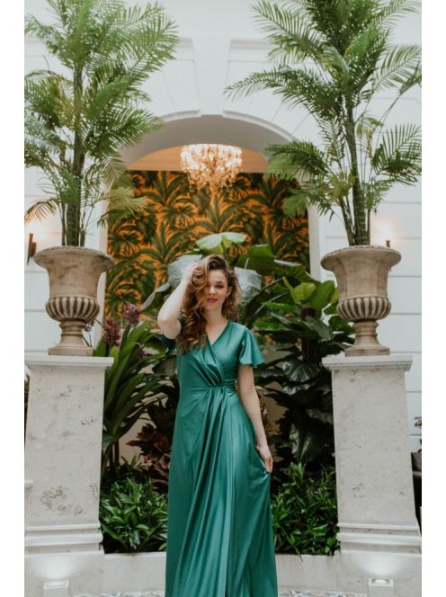 Zelené maxi šaty s preloženým dekoltom