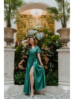 Zelené maxi šaty s preloženým dekoltom