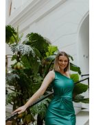 Zelené šaty s uzlíkovým detailom, obtiahnuté