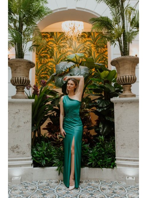 Zelené šaty s uzlíkovým detailom, obtiahnuté