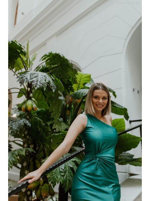 Zelené šaty s uzlíkovým detailom, obtiahnuté