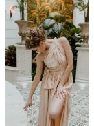 Šaty šampanskej farby, ktoré sa dajú zaviazať na mnoho spôsobov