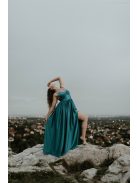 Petrolejovo modré šaty s výstrihom do V