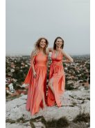 Asymetrické maxi šaty koralovej farby