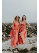 Asymetrické maxi šaty koralovej farby