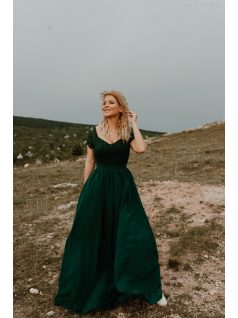 Zelené maxi šaty s čipkovaným topom