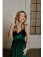 Zelené velúrové šaty s výstrihom do V