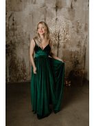 Zelené velúrové šaty s výstrihom do V