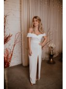 Šaty vo farbe ecru so srdiečkovým výstrihom