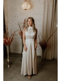 One size saténové šaty vo farbe ecru