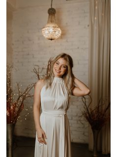 One size saténové šaty vo farbe ecru