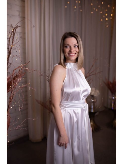 One-size saténové biele šaty