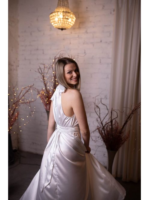 One-size saténové biele šaty