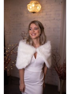 Biela štóla/bolerko z umelej kožušiny