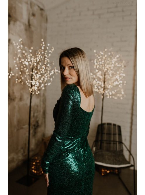 Zelené trblietavé maxi šaty