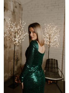 Zelené trblietavé maxi šaty