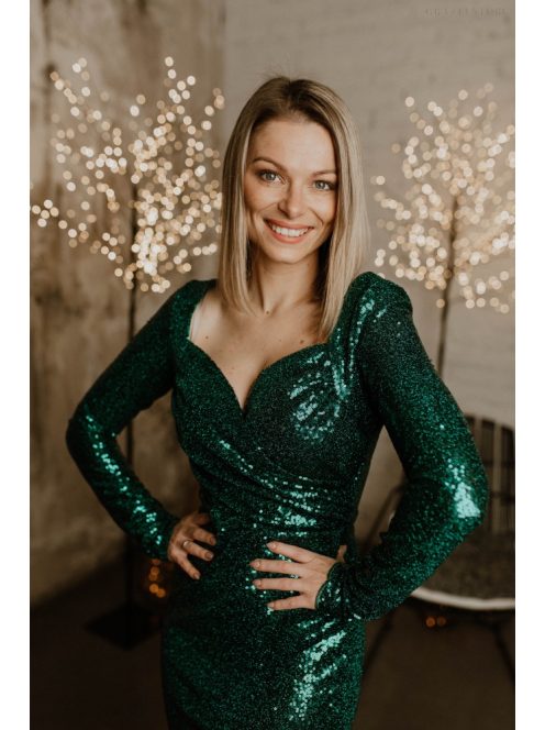 Zelené trblietavé maxi šaty