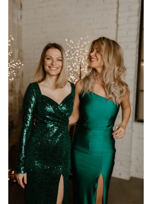 Zelené trblietavé maxi šaty