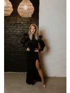 Čierne maxi šaty s organzovými rukávmi